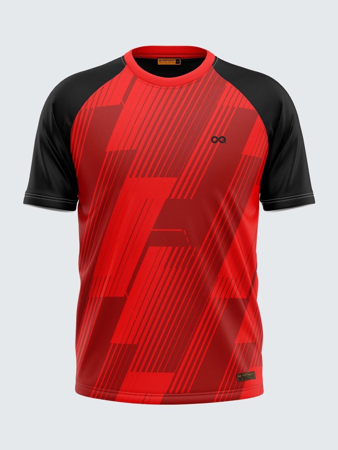 Men Printed Red Raglan Sleeve T-shirt-1715RD