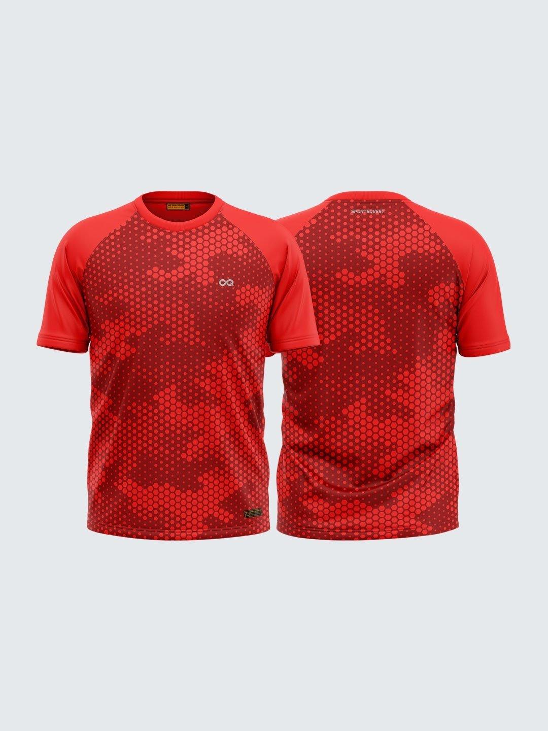 Men Printed Red Raglan Sleeve T-shirt-1716RD