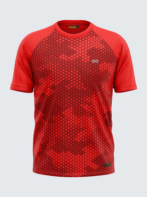 Men Printed Red Raglan Sleeve T-shirt-1716RD