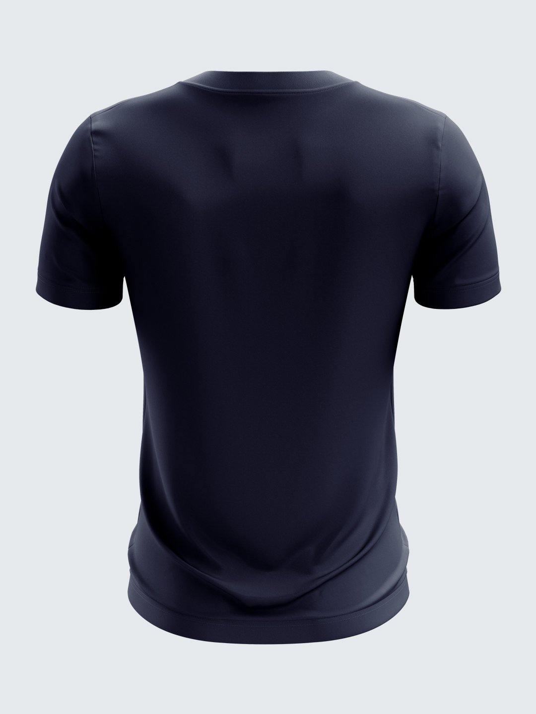 Men Blue Printed Round Neck Sports T-shirt -1784BL - Sportsqvest