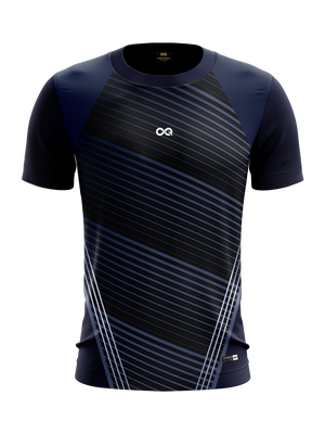 Men Blue Printed Round Neck Sports T-shirt -1784BL - Sportsqvest