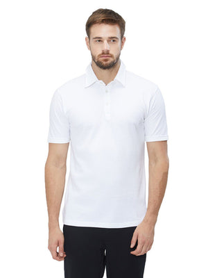 Men White Solid Classic Polo T-shirt-A1002WH Polo T Shirts Sportsqvest 