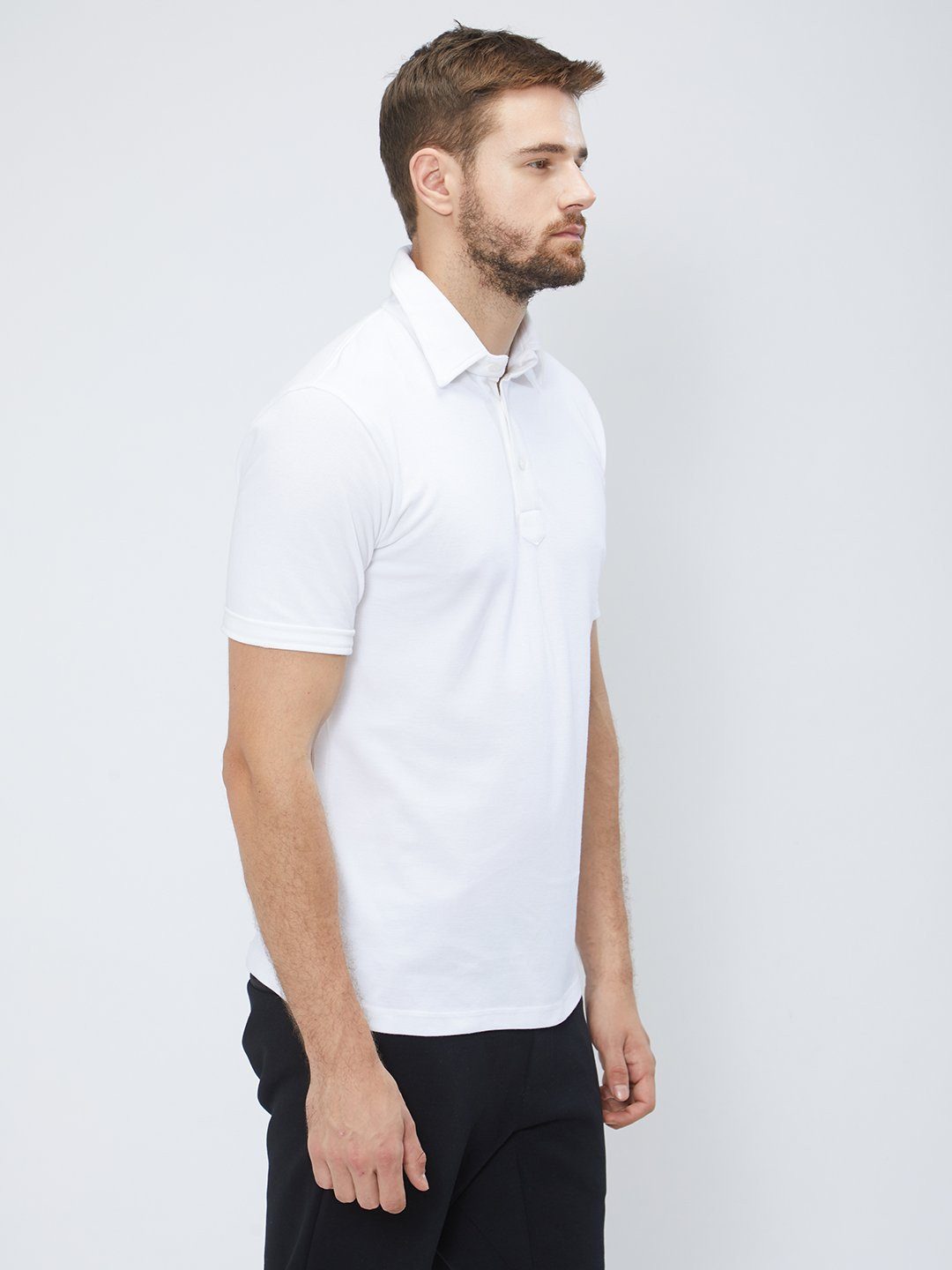 Men White Solid Classic Polo T-shirt-A1002WH Polo T Shirts Sportsqvest 
