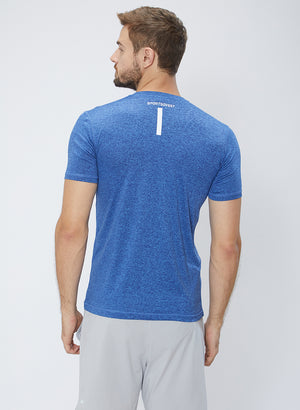 Men Dark Blue Stretch Self Design Active T-shirt - A10039BL