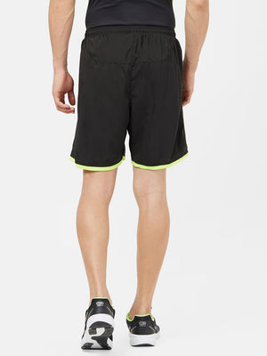 Men's Active Sports Shorts with Neon Piping: Black - Back