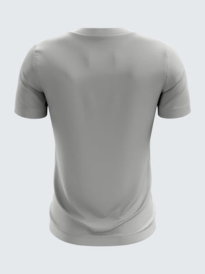 Men Grey Printed Round Neck Training T-shirt Sportsqvest