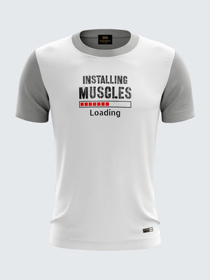 Men Grey Printed Round Neck Training T-shirt Sportsqvest