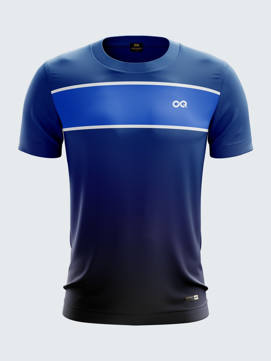 Men Navy Blue Printed Round Neck Football Jersey Sportsqvest