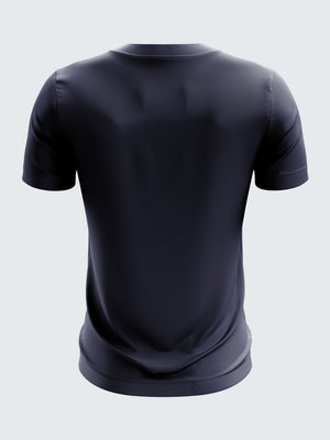 Men Navy Blue Printed Round Neck Training T-shirt-1338NBSportsqvest