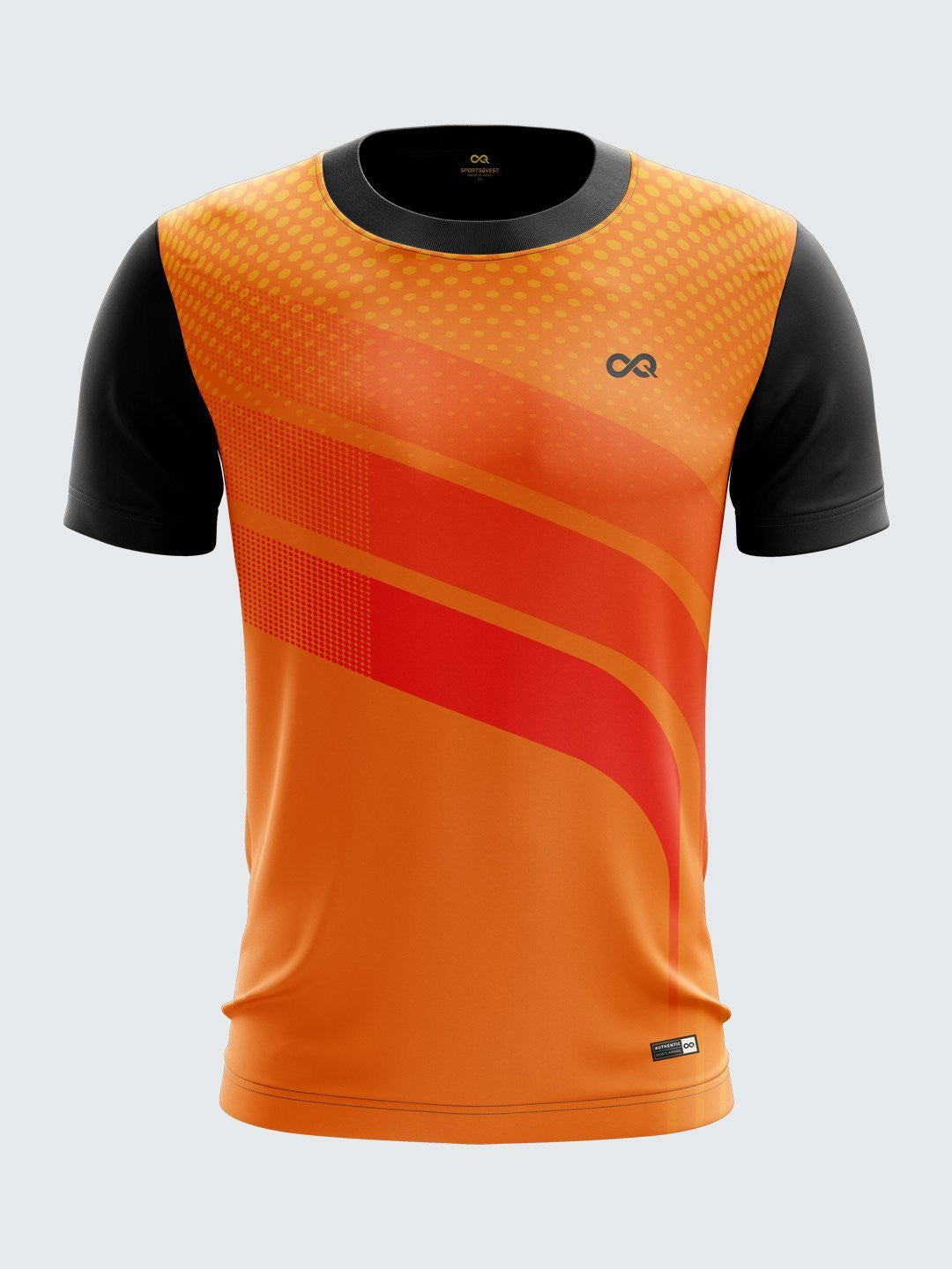 Men Orange Black Printed Round Neck Sports Jersey-1372OG