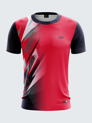 Men Pink Printed Round Neck T-shirt Sportsqvest