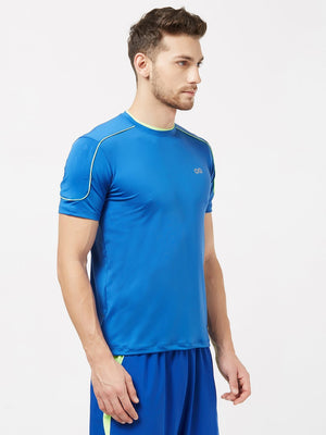 Men Royal Blue Solid Round Neck Premium T-shirt-A10063RB Sportsqvest