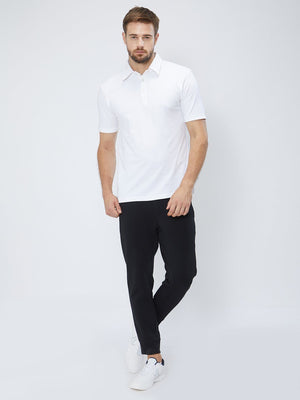 Men White Solid Classic Polo T-shirt-A1002WH Polo T Shirts Sportsqvest 