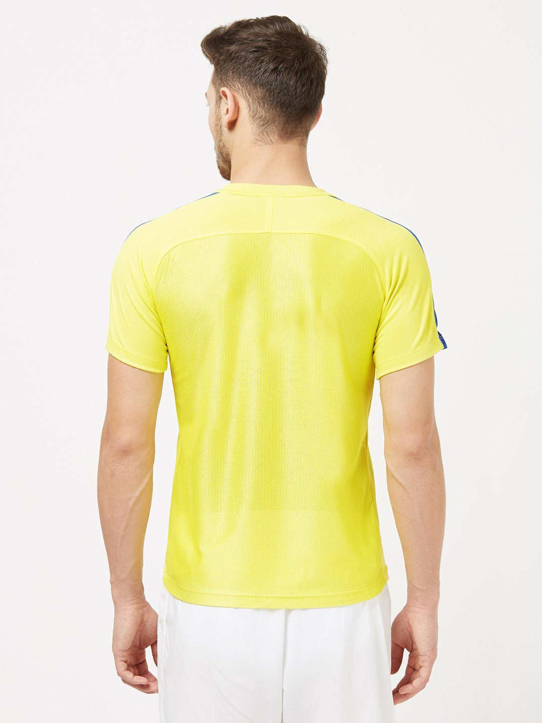 Men Yellow Solid Round Neck Active T-shirt - A10065YW