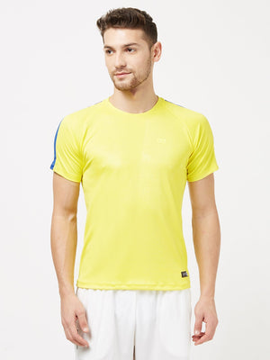 Men Yellow Solid Round Neck Premium T-shirt-A10065YW Sportsqvest