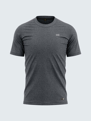 Men Dark Grey Self Design Round Neck Active T-shirt - A10021CC