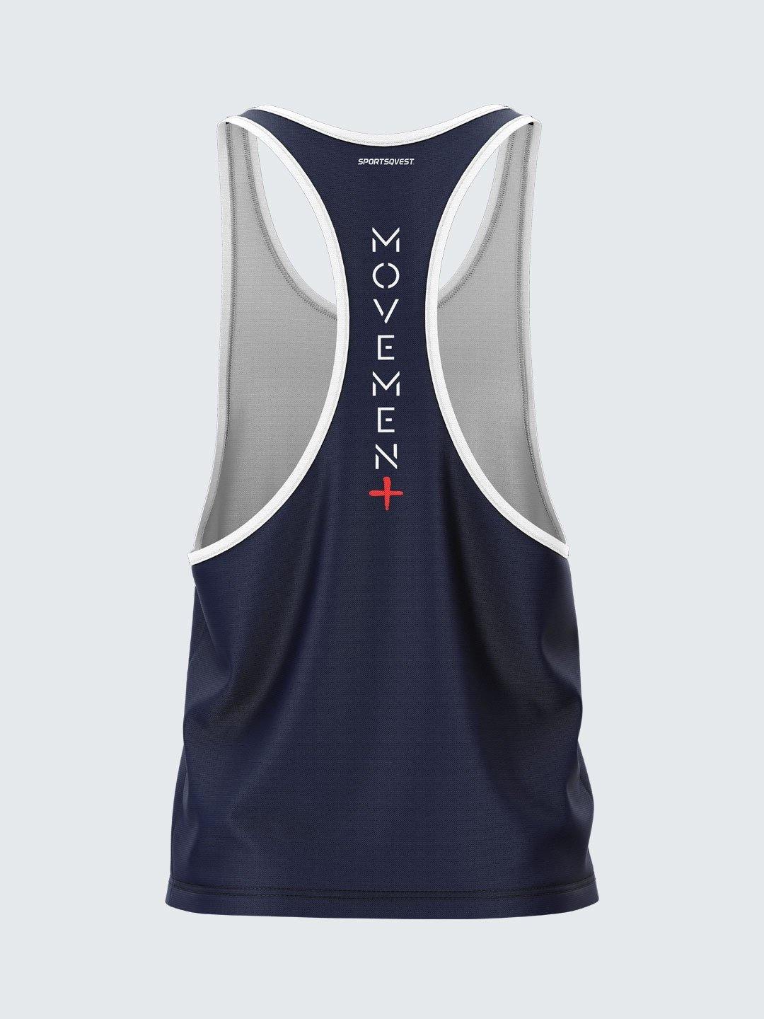 Men Racerback Navy Blue Vest-1664NB