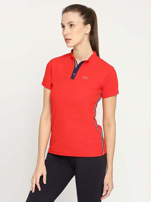 Women's Red Golf Polo - 3