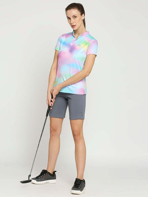 Women's Pink Printed Golf Polo - 5