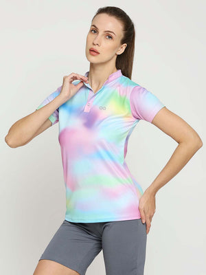 Women's Pink Printed Golf Polo - 3