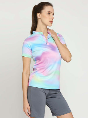 Women's Pink Printed Golf Polo - 4