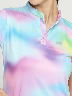 Women's Pink Printed Golf Polo - 6