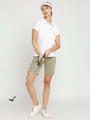 Women's White Mesh Golf Polo - 5