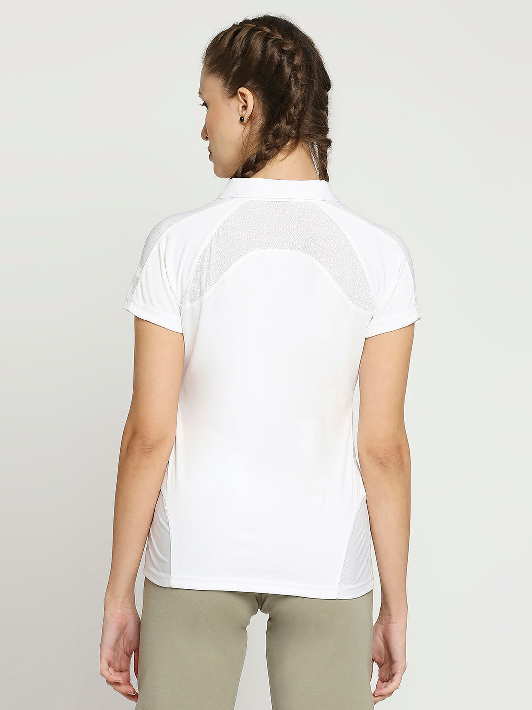 Women&#39;s White Mesh Golf Polo - 2