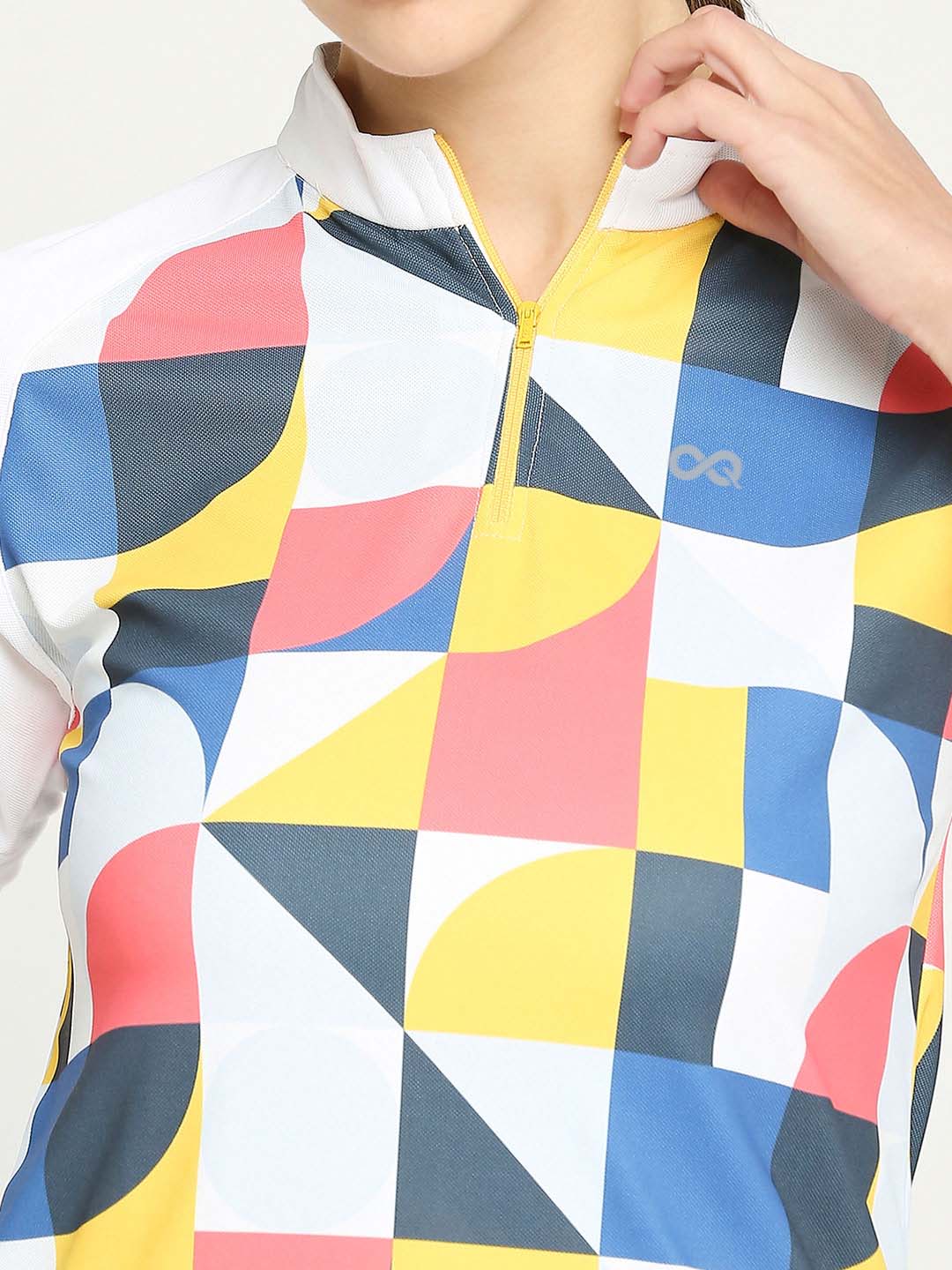 Women's White Printed Golf Polo - 6