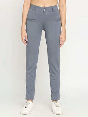 Women's Grey Golf Pants with Welt Pockets - 1