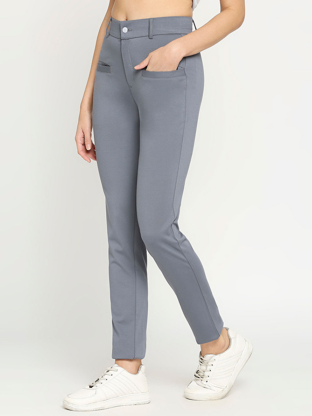 Women's Grey Golf Pants with Welt Pockets - Stylish and Comfortable