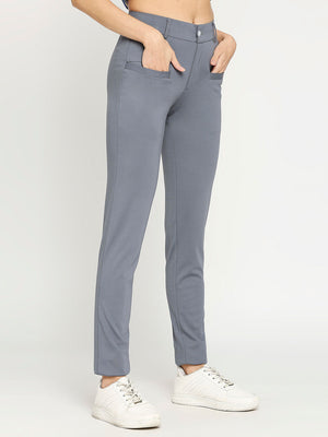 Women's Grey Golf Pants with Welt Pockets  - 4