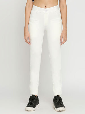 Women's White Golf Pants with Welt Pockets  - 1