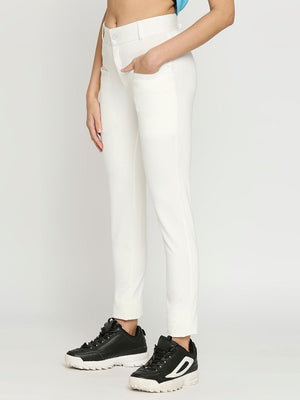 Women's White Golf Pants with Welt Pockets  - 3
