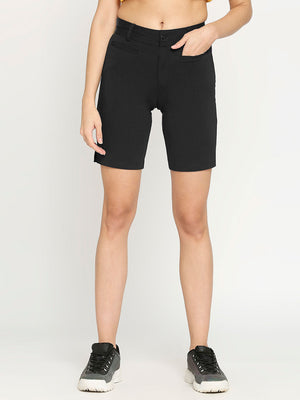 Women's Black Golf Shorts with Welt Pockets - 1