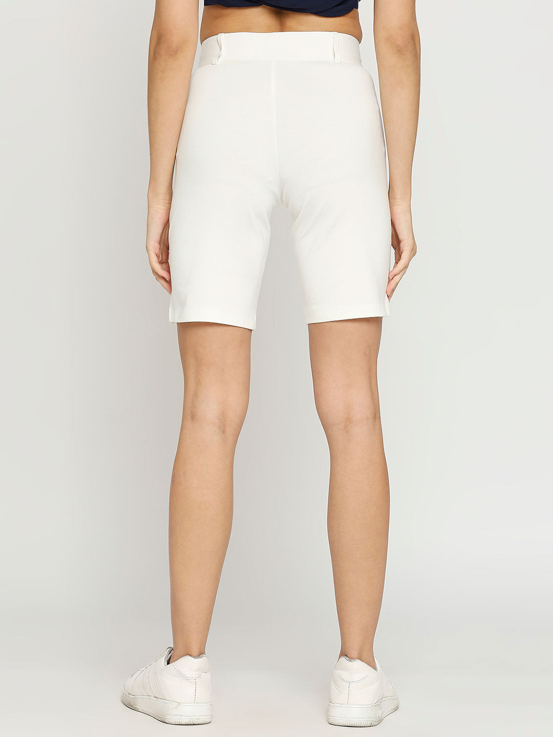 Women's White Golf Shorts with Welt Pockets - 1