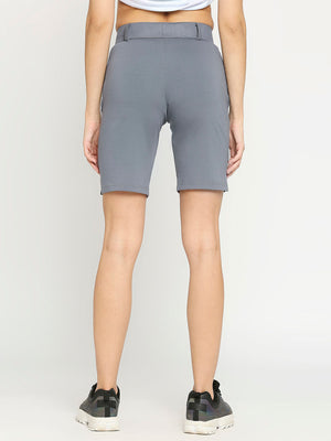 Women's Grey Golf Shorts with Welt Pockets - 2