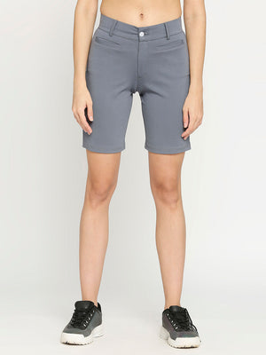 Women's Grey Golf Shorts with Welt Pockets - 1