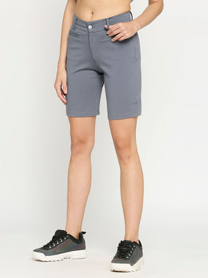 Women's Grey Golf Shorts with Welt Pockets - 3