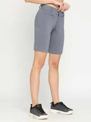Women's Grey Golf Shorts with Welt Pockets - 4