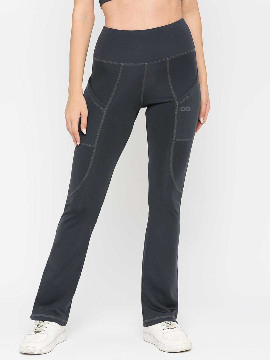 Women's Charcoal Flared Sports Leggings - Stay Comfortable and Stylish