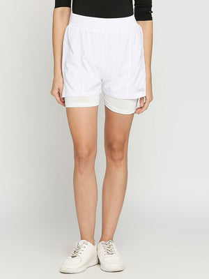 Women's White Activewear Shorts - 1