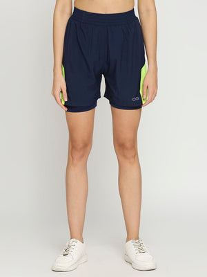 Women's Navy Blue Activewear Shorts - 1