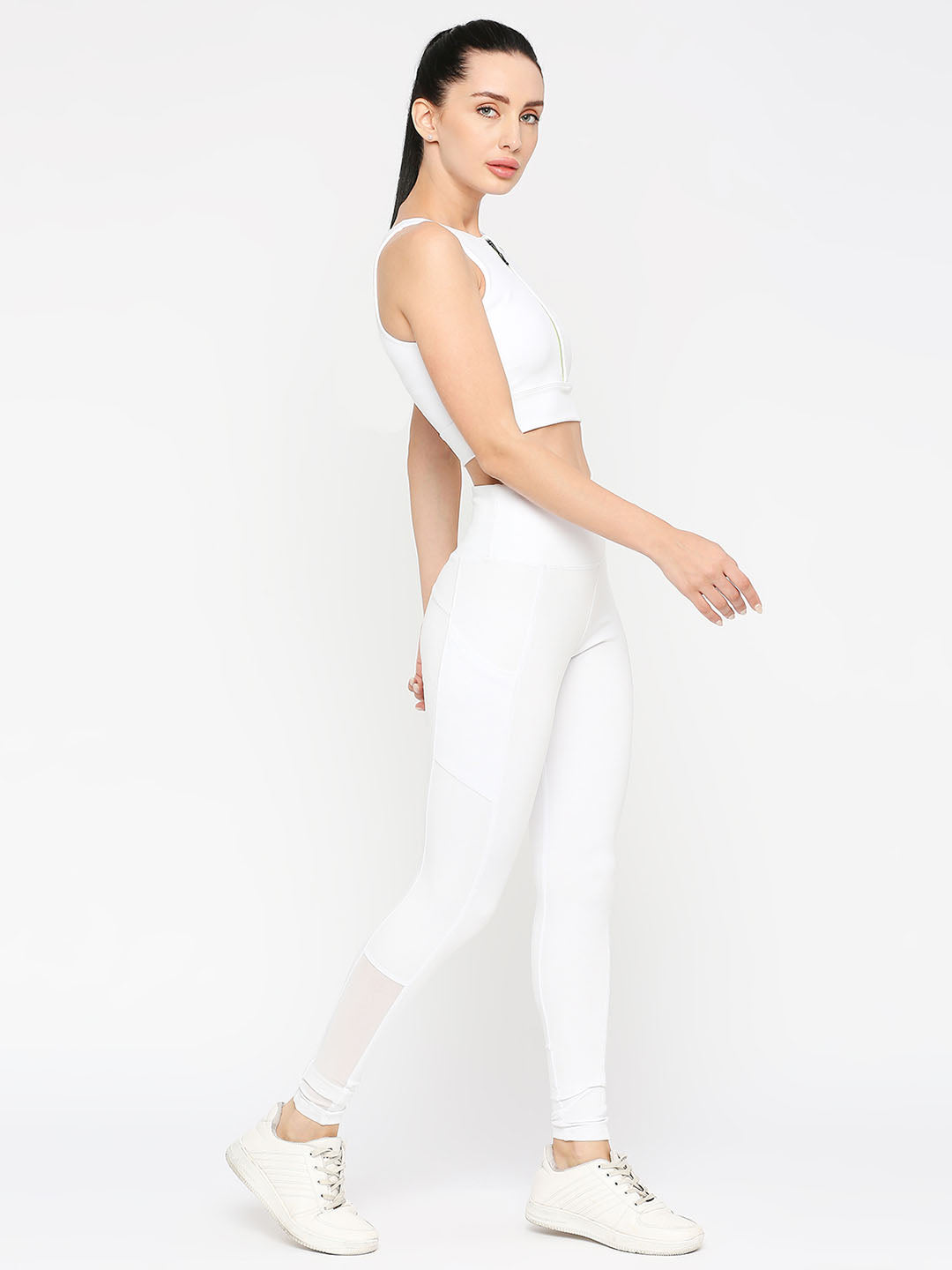 Girl In White Blank Leggings And A Crop Top. Mock-up. Stock Photo, Picture  and Royalty Free Image. Image 141782041.