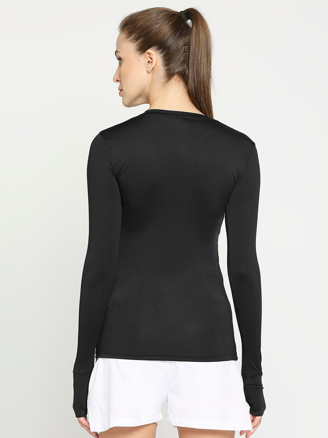 Women's Black Long Sleeve Sports T-Shirt - 1