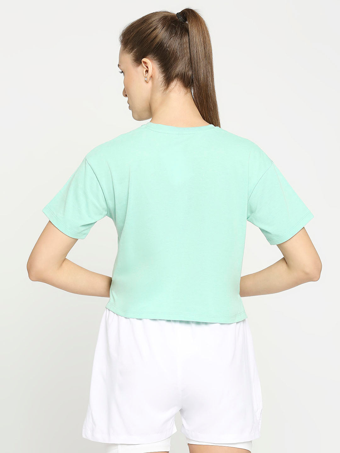 Women's Green Sports Cropped T-Shirt - 1