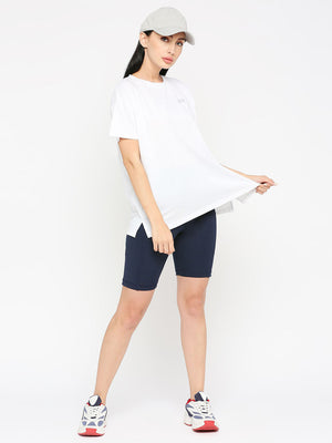 Women's White Oversized Sports T-Shirt - 5