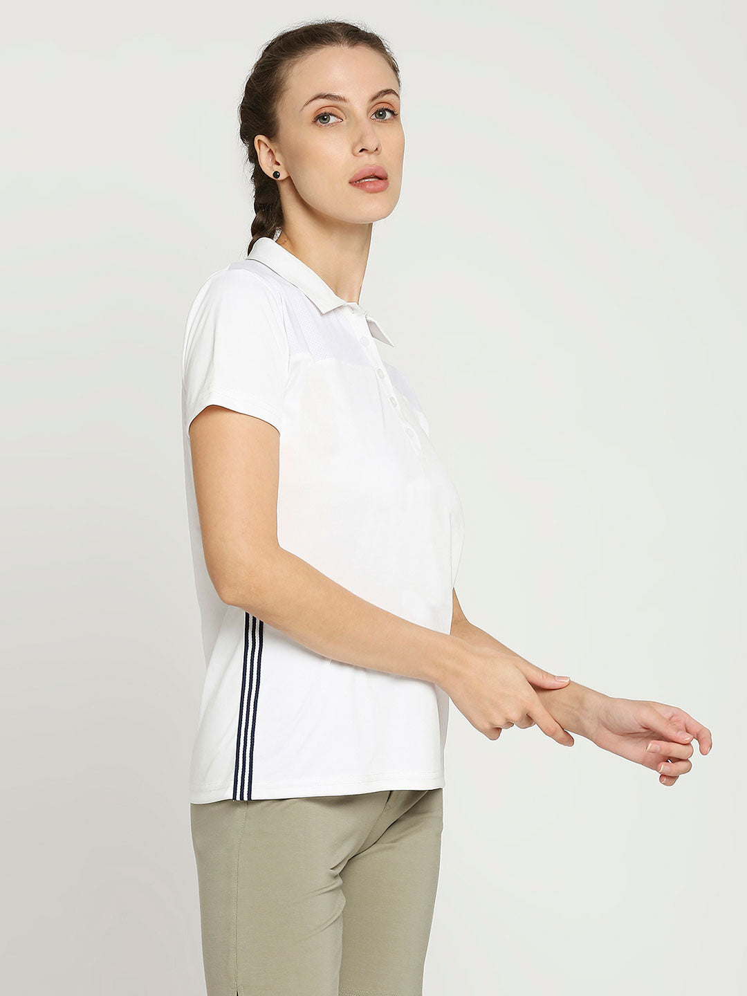 Women&#39;s White &amp; Navy Tennis Polo - 4