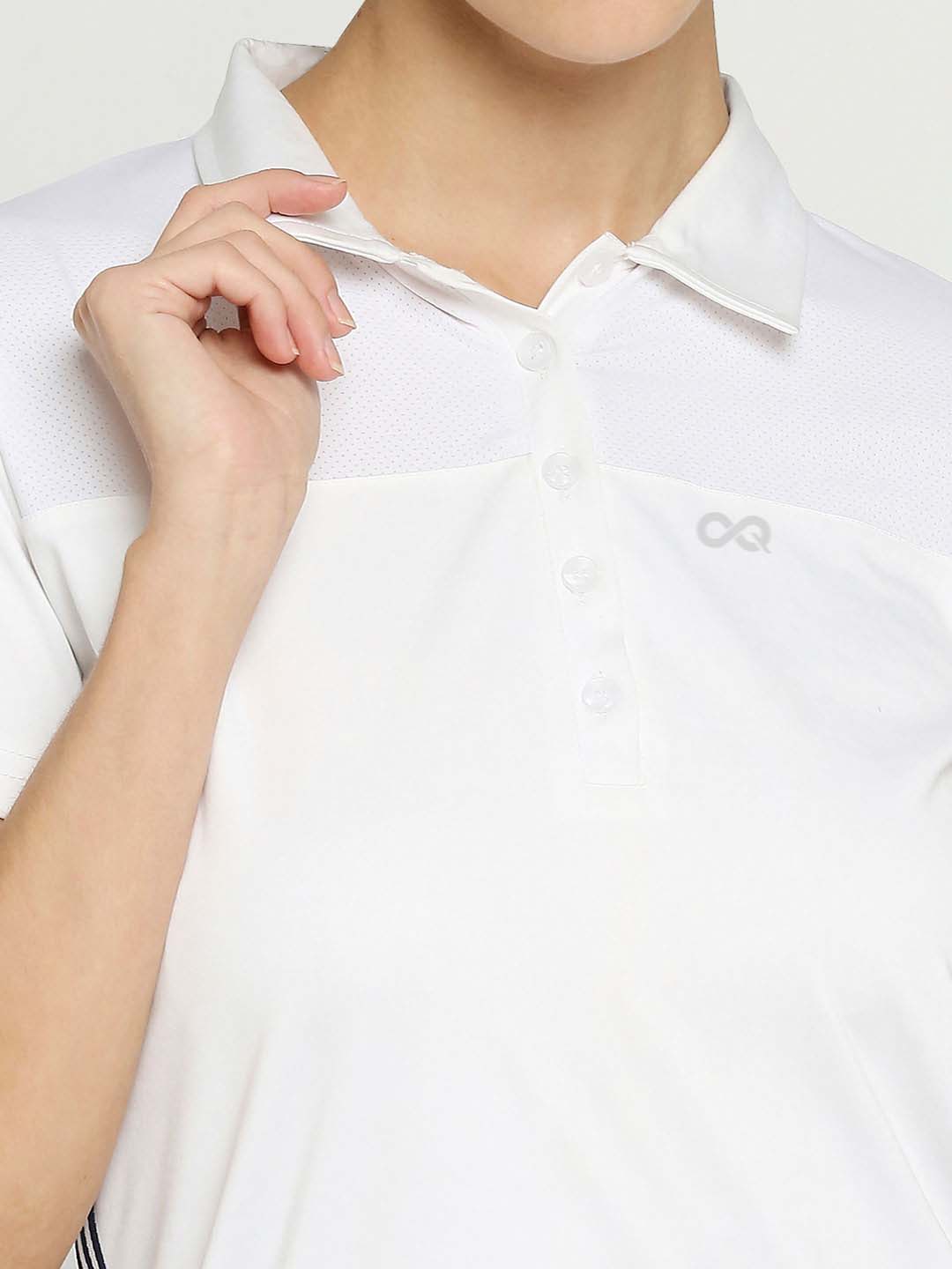 Women&#39;s White &amp; Navy Tennis Polo - 6