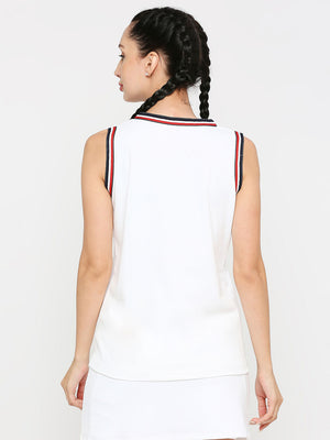Women's White Tennis Vest - 2